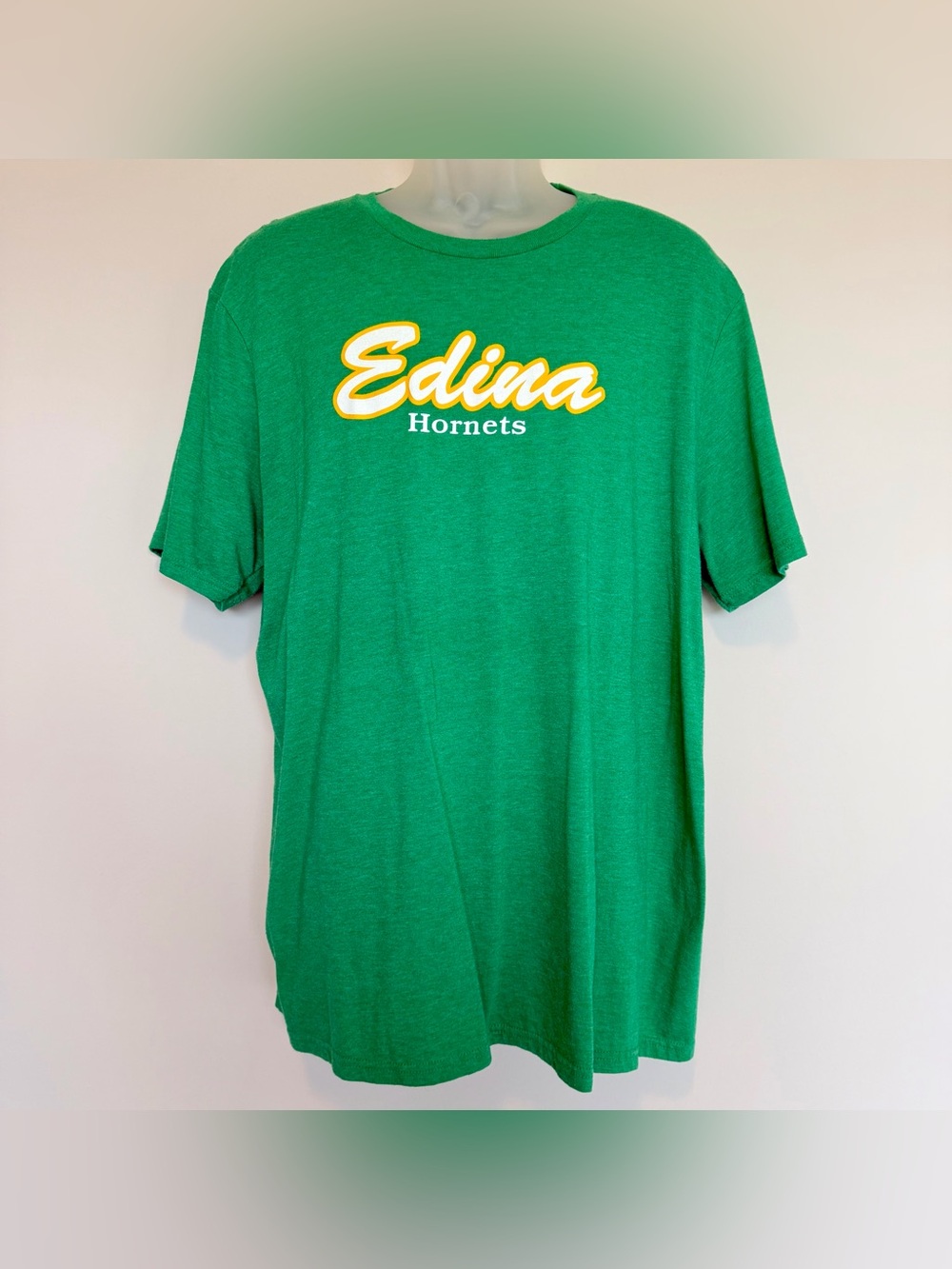 Green Edina Hornets, Edina High School Graphic Tee with Yellow Accents | Size XL